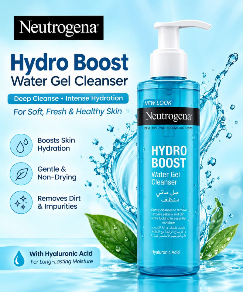 Neutrogena Hydro Boost Water Gel Cleanser with Hyaluronic Acid – Hydrating Facial Cleanser