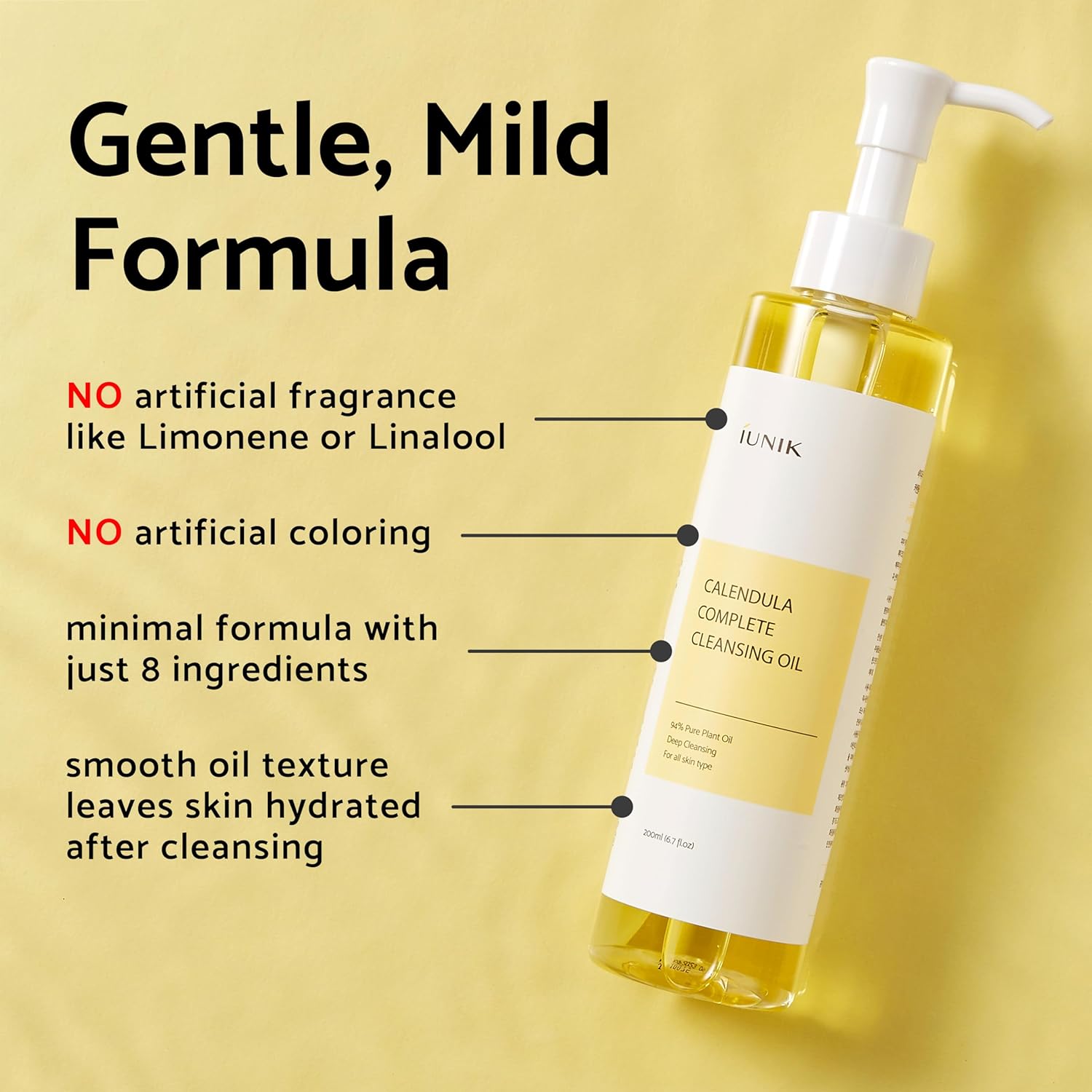 iUNIK Calendula Complete Cleansing Oil 200ml – Makeup & Sunscreen Remover