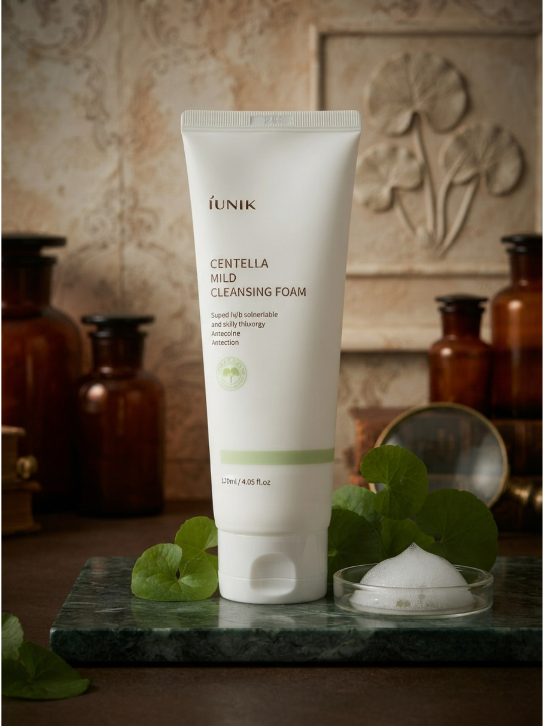 iUNIK Centella Mild Cleansing Foam 120ml – Gentle Facial Cleanser for Sensitive & Dry Skin