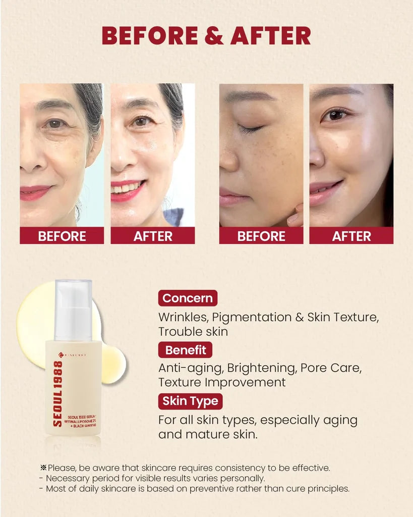 K-Secret Seoul 1988 Retinol & Black Ginseng Serum - 30ml By Lishéa
